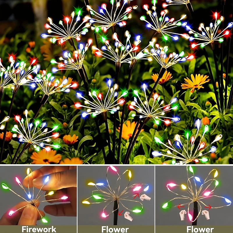 décorations lumineuses solaires multicolores moderne formes florales points lumineux fixés sol