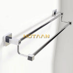 porte serviettes mural chrome acier inoxydable double barres vis moderne fixation