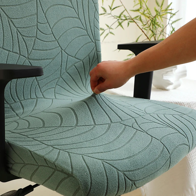 housse chaise verte feuilles moderne adhésive spandex polyester gaming