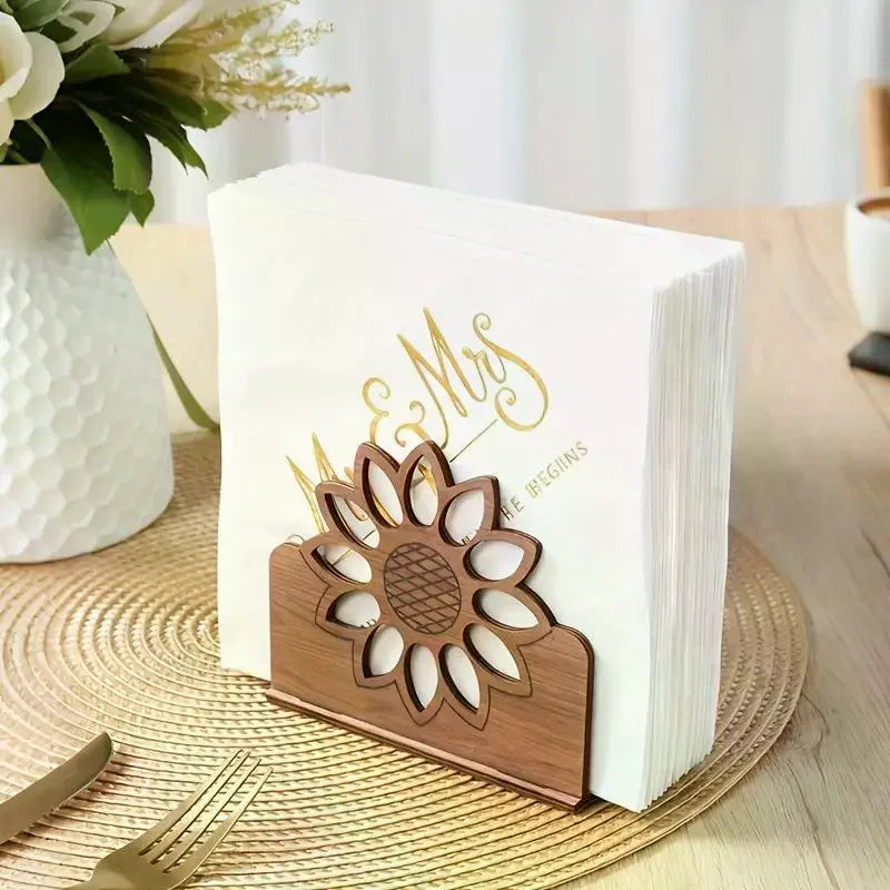 porte serviettes bois moderne tournesol marron clair décoration salle manger contemporain