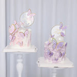 décoration gâteau anniversaire papillon rose pâle doré transparent cercle happy birthday best wishes mariage