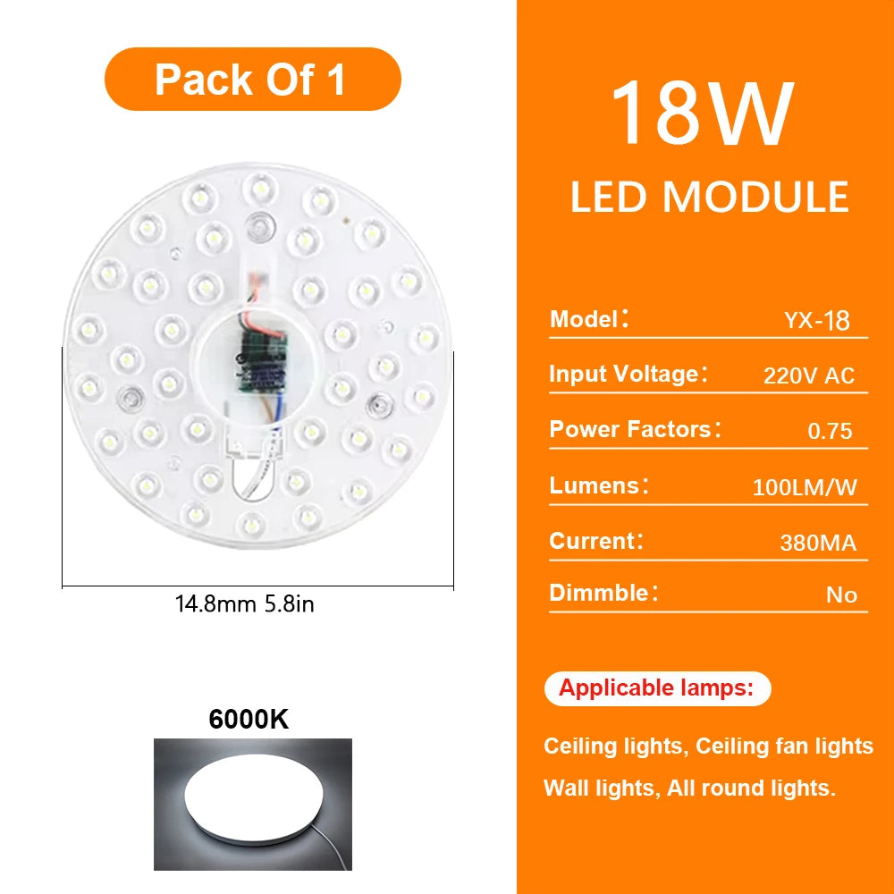 panneau led blanc moderne 285mm aimants télécommande câble alimentation 72w