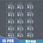 porte balai adhésif support murale rangement moderne salle bain outils nettoyage hooks gris clair
