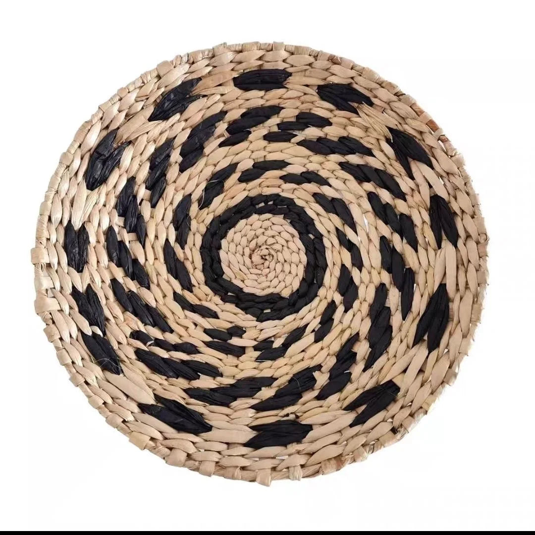 assiette décorative ethnique boho chic motif zigzag couleur naturelle mur cuisine salon maison rustique
