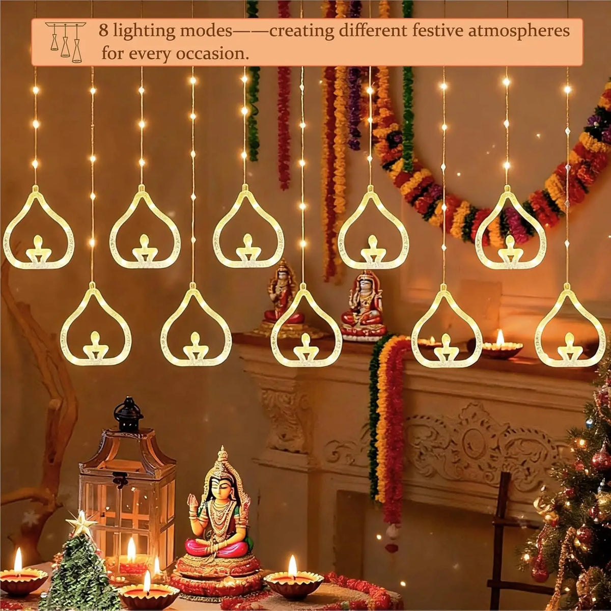 guirlande lumineuse moderne blanc multicolore forme géométrique décorative chambre noël