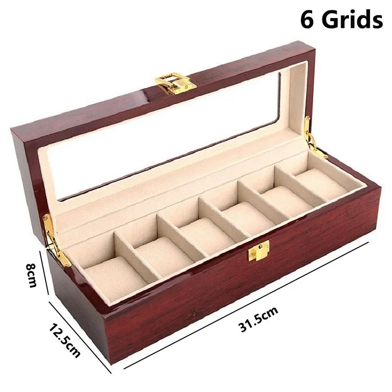boîtes montres marron foncé compartiments classiques poignées dorées écologiques rangement voyage
