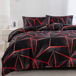 ensemble literie géométrique noir rouge zippé moderne 100 polyester taie oreiller grande taille