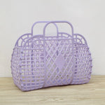 panier rangement vintage poignées filetage opacité violet rose bleu gris beige
