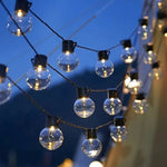 guirlande lumineuse solaire led transparente 20 ampoules globe texture chaleur festiveextérieur jardin patio camping