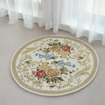 tapis rond décoratif classique motif floral broderie intérieur salon maison doux antidérapant