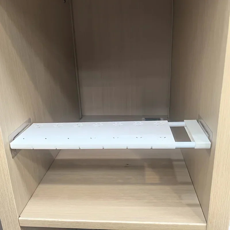 organisateur étagère coulissante blanc moderne serviettes vêtements cosmétiques rangement armoire placard coulissements adhésifs