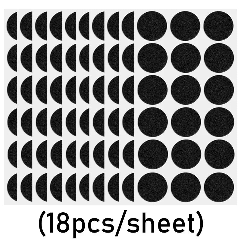 protecteurs meubles feutre adhésifs noir gris clair 30x30mm 28mm ronds carrés pratique utilitaire 18pièces