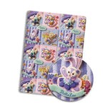 coussin décoratif enfantin motif lapin ours coeur étoile rose violet beige blanc coton