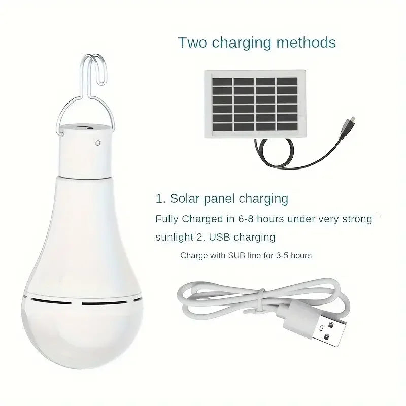 ampoule led solaire 12w blanc ip55 abs moderne pratique crochets câble usb