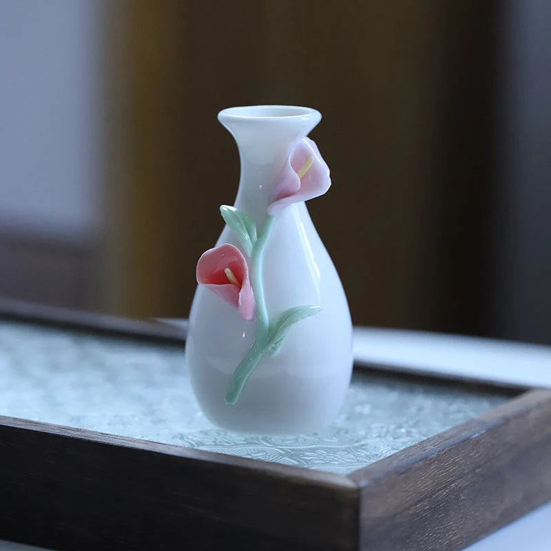 vases céramique artisanal poissons fleurs blanc bleu rouge vert