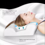 oreiller mémoire forme concave blanc gris ergonomique sommeil latéral coton polyester