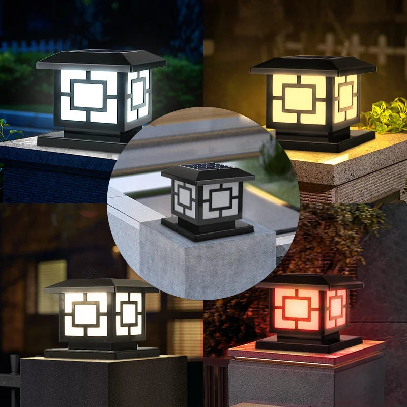 lampe solaire led extérieure moderne noir carré géométrique télécommande couleurs étanche piscine jardin couloir