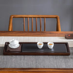 plateau thé bois naturel tasses théière terre cuite drainage bois traditionnel minimaliste