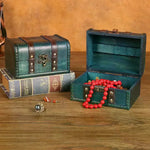 coffre bijoux bois vert marron vintage serrure imitation cuir okolets