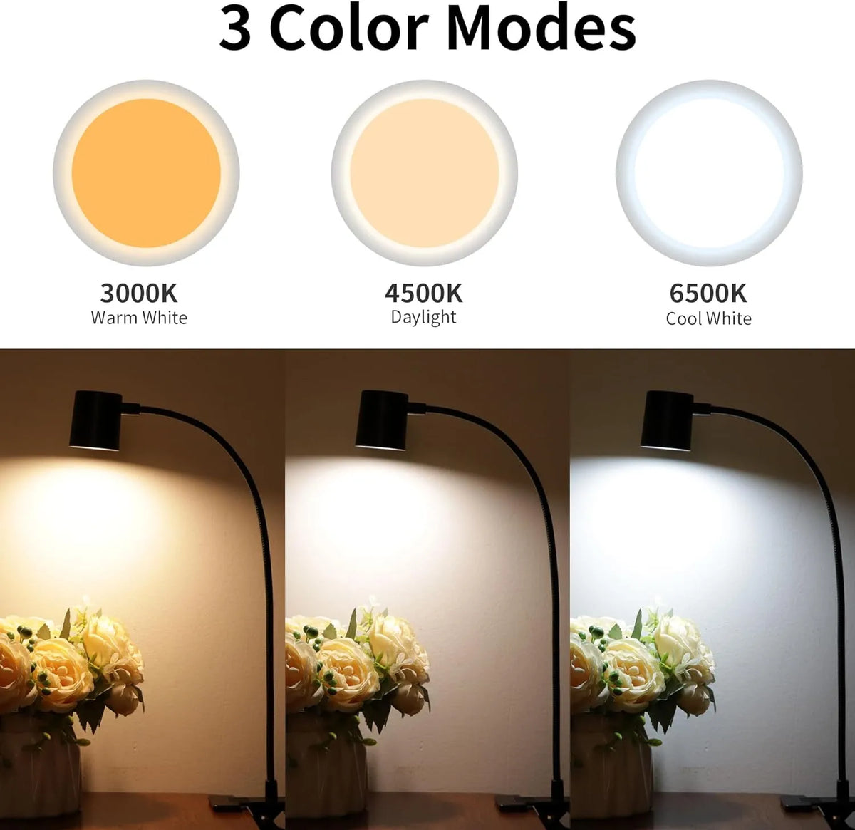 lampe led pince noire réglable col cygne moderne chevet placard