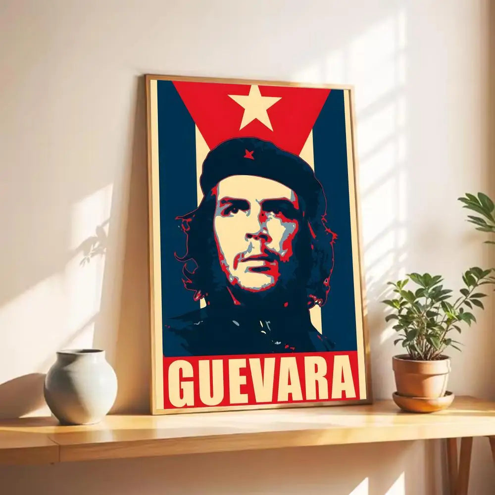 affiche che guevara pop art révolution bleu blanc portrait décoration murale moderne