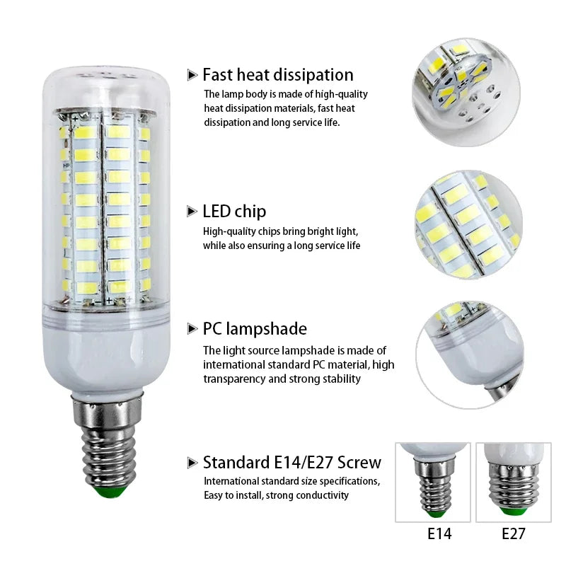 ampoule led maïs blanc moderne lustre maison décoration intérieur vis e27 e14 économe