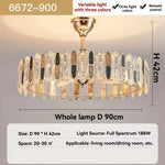 lampe suspendue moderne élégante cristal brillant télécommande dorée led fixée ventilateur