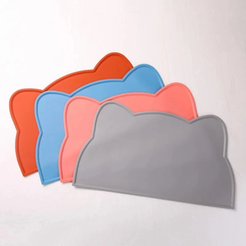tapis silicone antidérapant chats bols moderne gris orange bleu rose ludique