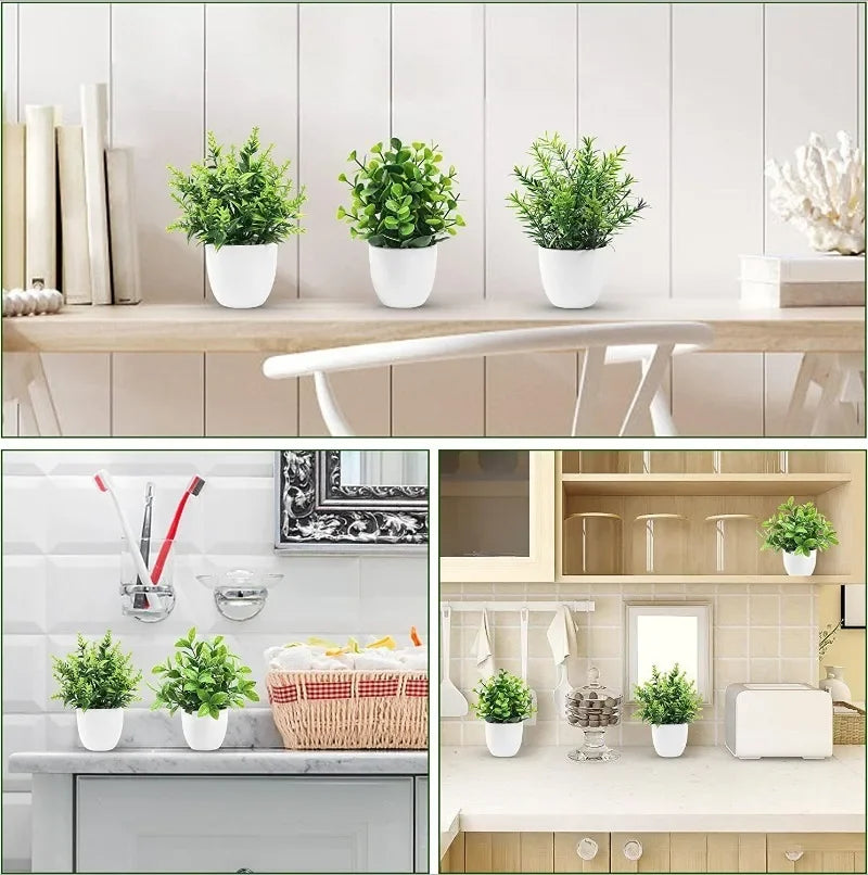plantes artificielles vertes modernes décoration intérieure extérieure pot blanc feuilles fines exposition ordinateur