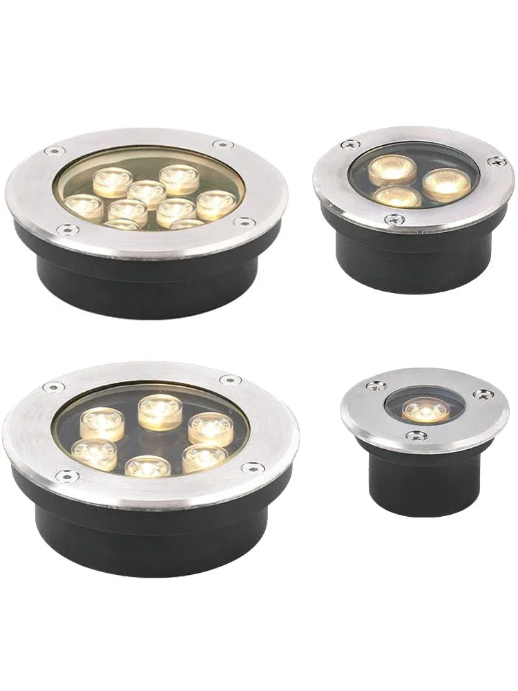 éclairage led souterrain ip67 argent noir moderne 220v 12v 24v encastré extérieur chemin