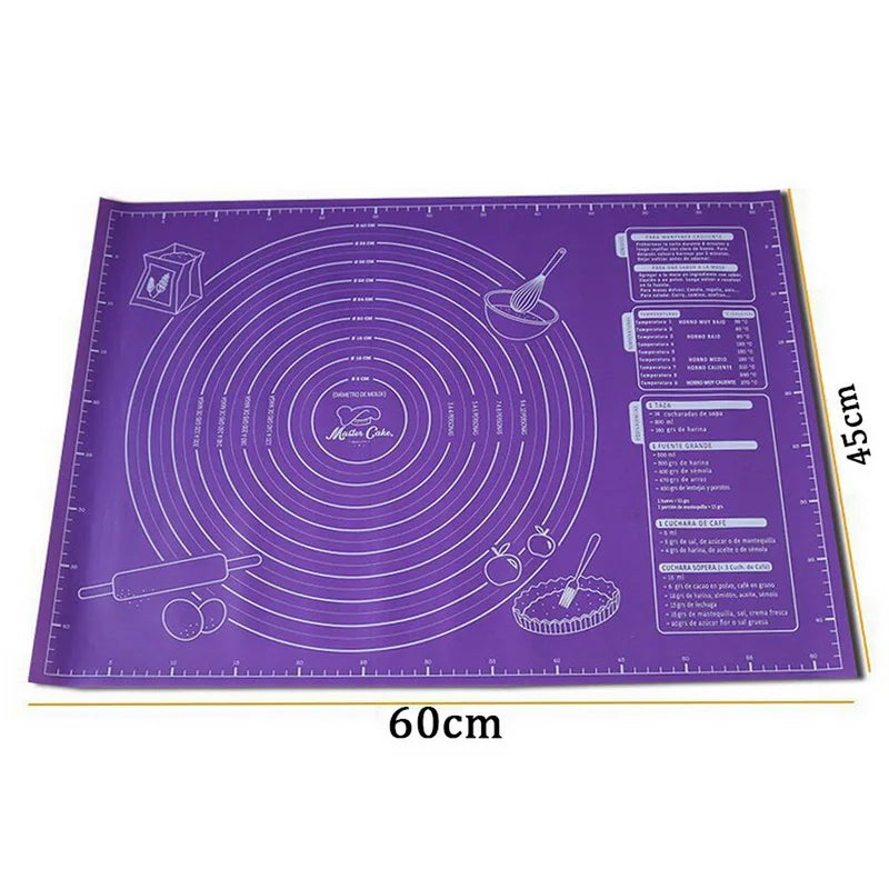 tapis pâtisserie violet blanc dessins pâte sucre rouleaux pratique deco