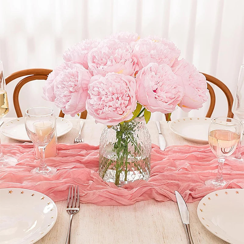 décoration maison mariage anniversaire pivoine artificielle rose clair 20cm tige feuilles vertesintérieur bricolage