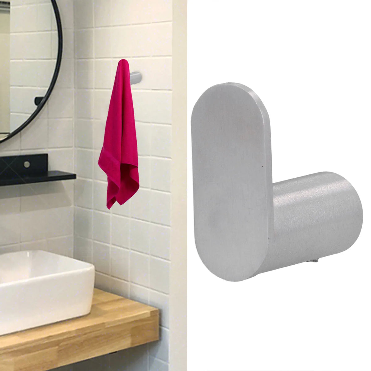 porte serviettes moderne aluminium argenté finition brossée fixations vis minimaliste