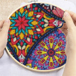 toile broder motifs floraux multicolores 30cm 40cm 50cm kit broderie instructions aiguilles fils