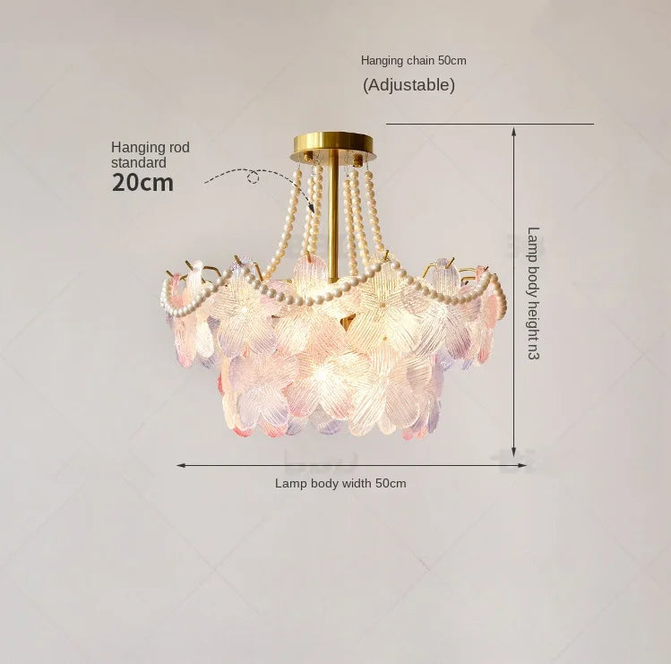 lampe suspendue classique rose fleurs chaîne ajustable blanc doré vintage chambre salon