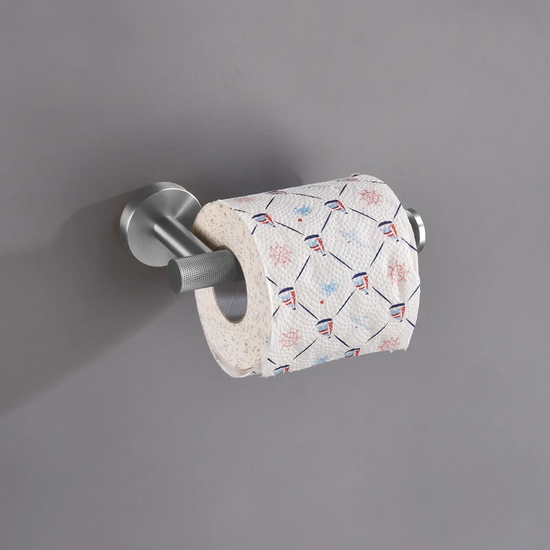 ensemble accessoires salle bain métal noir porte serviette papier toilette savon mural moderne