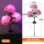 fleurs artificielles lumineuses hortensia bleu rose violet feuilles vertes moderne décoration extérieure panneau solaire