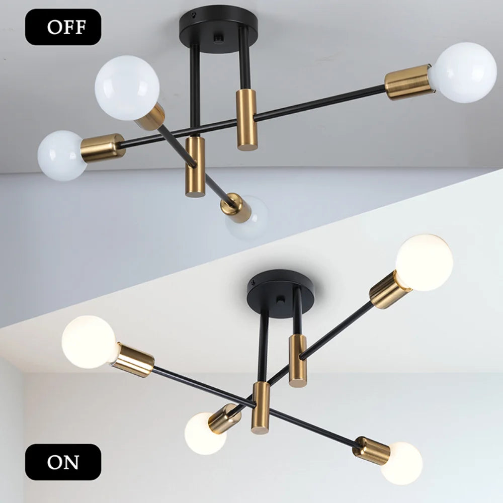 luminaire suspendu moderne noir doré ampoules sphériques géométrique chic sans source lumineuse