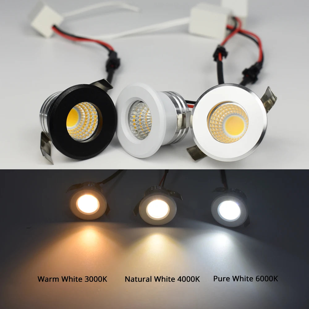 Spot LED noir blanc 3W COB dimmable 90 260V moderne