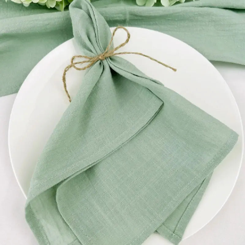 serviettes vert pastel texture lin classique 40x40cm pack 12 réutilisables maison restaurant