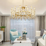 lustre or cristal transparent fleurs classique suspension chaines led moderne