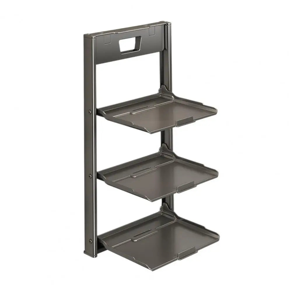 étagère murale bois acier ventouse rangement cuisine pliable empilable moderne salon gris métallisé