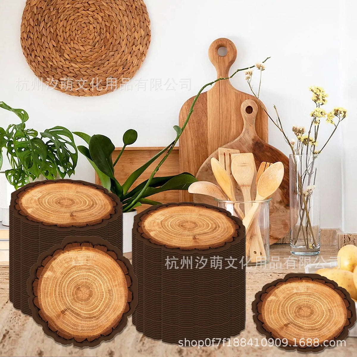 serviettes jetables papier texture arbre marron clair anniversaire décoration naturelle festive camping enfants