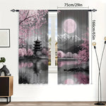 rideaux japonais cerisiers fleuris deux panneaux polyester moderne intérieur décoration zen chambre salon