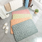 tapis bain moderne gris bleu rose blanc marron texture cailloux antidérapant absorption eauversible salle