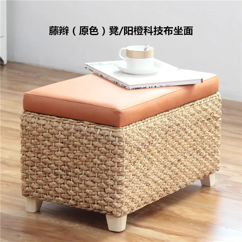 banc rangement moderne rotin coussin amovible rangement chaussures sous siège minimaliste