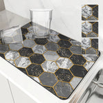 tapis cuisine absorbant rapide marbre vert géométrique moderne élégant polyesters respectueux environnement
