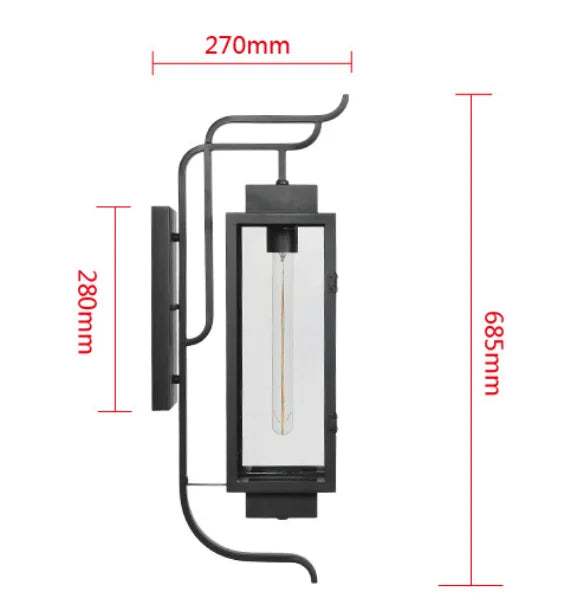 lampe murale classique transparente noir ip55 fer éclairage maison e27