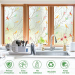 film décoratif fenêtre oiseaux gris branches fleurs moderne protection uv isolation thermique