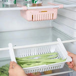 paniers rangement réfrigérateur extensibles blanc rose bleu clips grille perforation moderne pratique